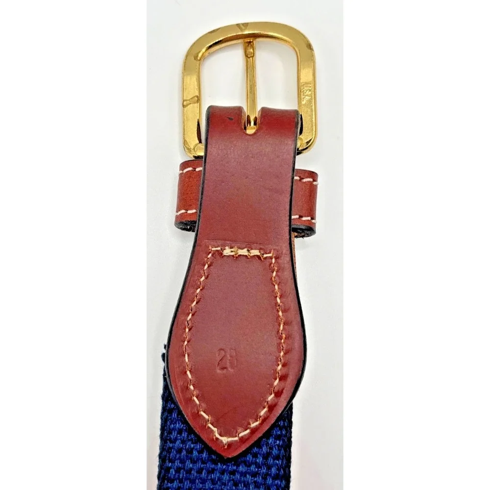 Clemson Tigers Woven Ribbon Belt Orange Navy Leather NCAA Collegiate 28-inch